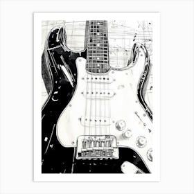 Black And White Guitar Art Print