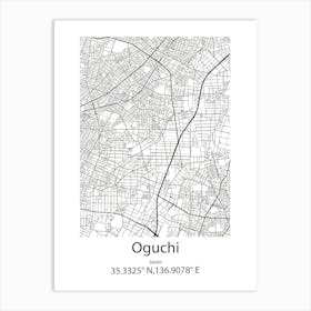 Oguchi,Japan Minimalist Map Poster