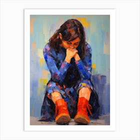 'A Girl In Blue' Art Print