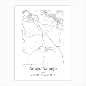 Arroyo Naranjo,Cuba Minimalist Map Art Print