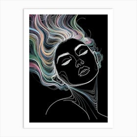 Woman With Colorful Hair 6 Art Print