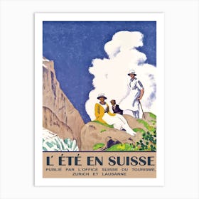 People on a Mountain Peak, Switzerland Art Print