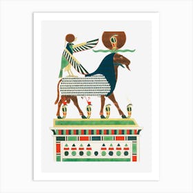 Egypt Egyptian Ancient Egyptian Art Sun Nature Animal Illustration Egypt Animals Vintage Egypt Godness Goddess God Cut Out retro Art Print