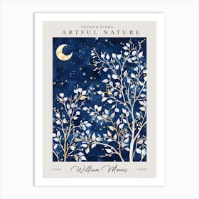 William Morris Night Moon And Stars Botanical Exhibition Art Print