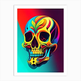 Skull With Tattoo Style Artwork Primary Colours 2 Pop Art Art Print