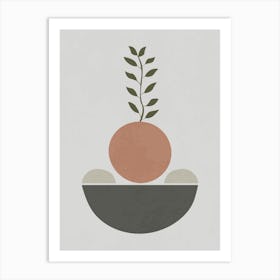 Modern Abstract Plant Art with Geometric Shapes Art Print