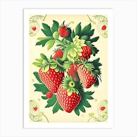 Bunch Of Strawberries, Fruit, Vintage Botanical 2 Art Print