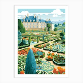 Chateau De Villandry Gardens France Modern Illustration 3 Art Print