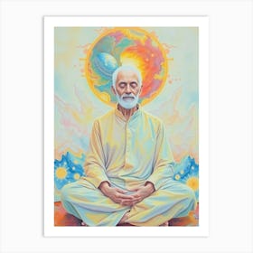 Old Man In Meditation Art Print