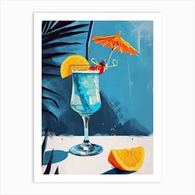 Blue Lagoon Tropical Cocktail Art Print