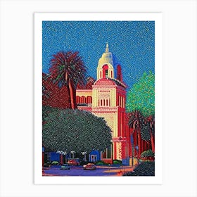 Santa Clara, City Us  Pointillism Art Print