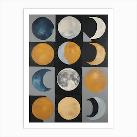 Retro Abstract Moons 1 Art Print