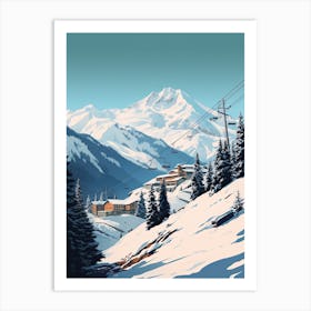 Verbier   Switzerland, Ski Resort Illustration 3 Simple Style Art Print