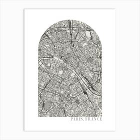 Paris France Boho Minimal Arch Street Map Art Print