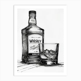 Whiskey Bottle And Glass Art Print