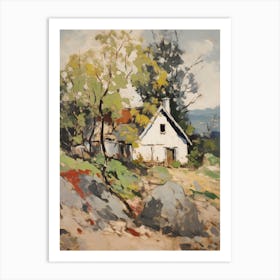 Small Cottage And Trees Lanscape Painting 7 Art Print