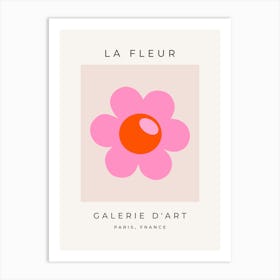 La Fleur | 05 - Retro Flower Pink Orange And Neutral Floral Art Print
