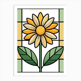 Daisy Stained Glass Window Art Print