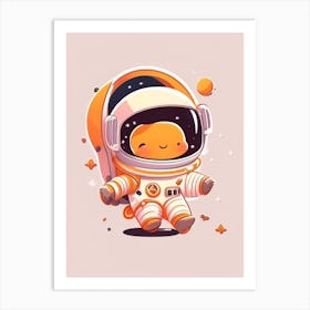 Astronaut In Spacesuit Cheering Cute Kawaii Art Print