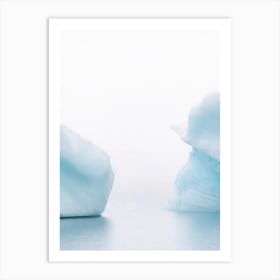 Iceberg Duet In Iceland Glacier Lagoon In Fog Art Print