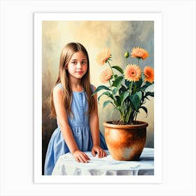 Little Girl With Flowers 2 Art Print