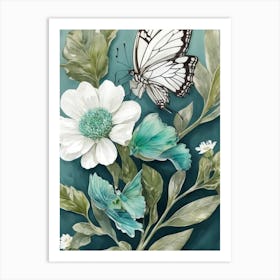 Butterflies And Flowers 8 Art Print