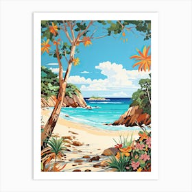 Trunk Bay Beach, Us Virgin Islands, Matisse And Rousseau Style 1 Art Print