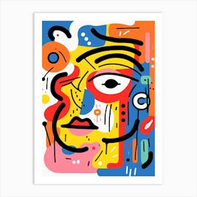 Geometric Colourful Face Illustration 4 Art Print