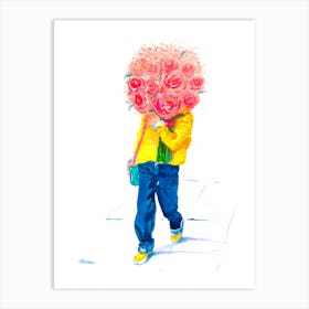 Street Style Pink Bouquet Art Print