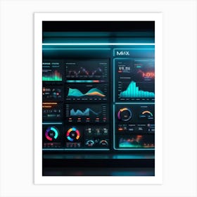 A Digitally Illustrated Dashboard Interface For Advanced Ai Business Management Dashboards Show Met (3) Art Print