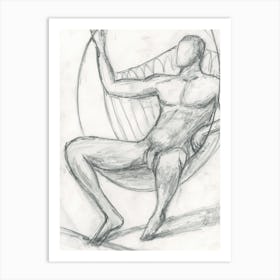 male nude drawing homoerotic gay art sketch graphite pencil man naked erotic artwork adult full frontla nude Art Print