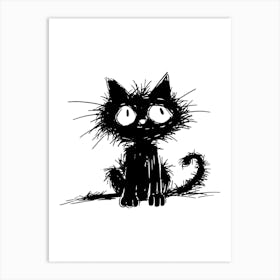Whimsical Black Cat 3 Art Print