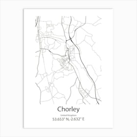 Chorley,United Kingdom Minimalist Map Art Print