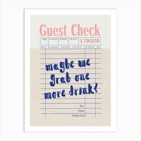 Guest Check Cocktail Art Print