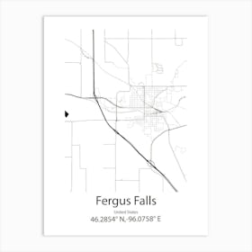 Fergus,Canada Minimalist Map Art Print