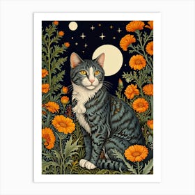 William Morris Cat In The Meadow 1 Art Print