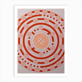Geometric Glyph Circle Array in Tomato Red n.0265 Art Print