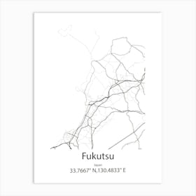 Fukutsu,Japan Minimalist Map Art Print