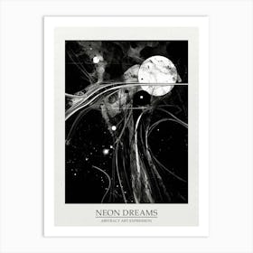 Neon Dreams Abstract Black And White 7 Poster Art Print