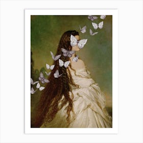 Lady With Butterflies Art Print