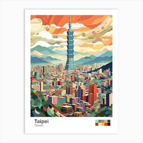 Taipei,Taiwan, Geometric Illustration 1 Poster Art Print