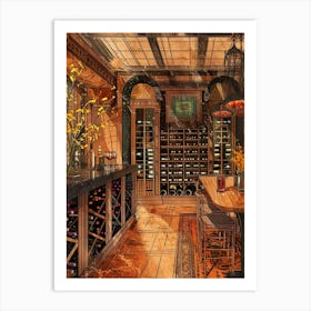 Wine Cellar Illustration 2 Art Print