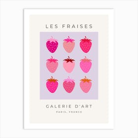 Les Fraises | 03 – Pink And Purple Strawberries Fruit Art Print