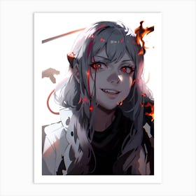 Anime Girl With Flames Art Print