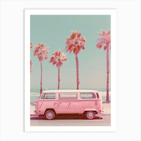 Pink Vw Bus 4 Art Print