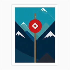 Alta Badia, Italy Modern Illustration Skiing Poster Art Print