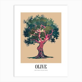 Olive Tree Colourful Illustration 4 Poster Art Print