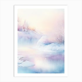 Frozen Landscapes With Icy Water Formations Waterscape Gouache 3 Art Print