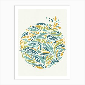 Groovy Splash [bright blue / green] Art Print