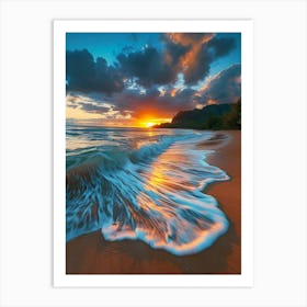 Sunset in the beach Art Print